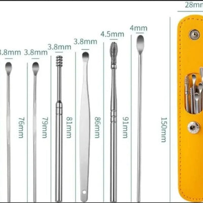 Ear Pick With Storage Bag Dig Ear Wax Remover Cleaner Care Portable Travel Kit Cleaner Spoon