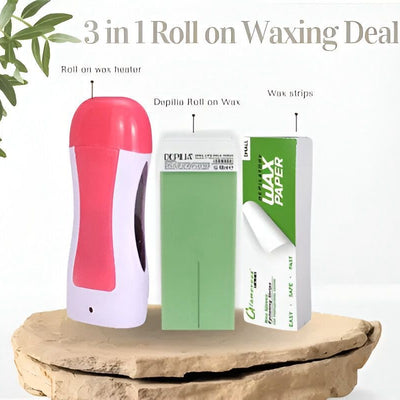 3-in-1 Wax Heater Machine for Hair Removal | Wax Heater Machine + Wax Cartrdige + Wax Strips | Portable Cartridge Wax Warmer with Epilators
