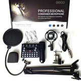 V10 Bm-800 Podcast Condenser Microphone Set With Live Sound Card (black)
