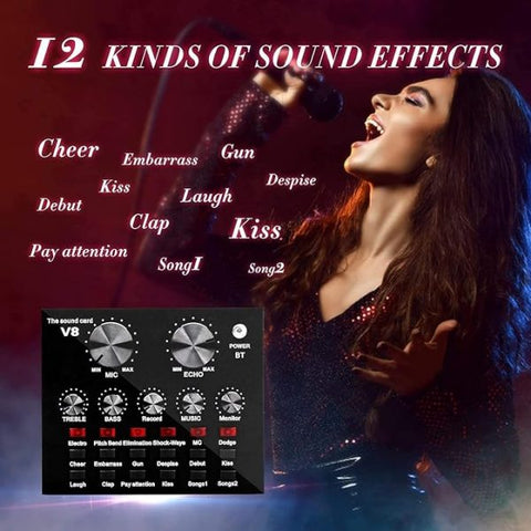 V10 Bm-800 Podcast Condenser Microphone Set With Live Sound Card (black)
