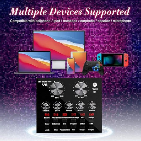V10 Bm-800 Podcast Condenser Microphone Set With Live Sound Card (black)