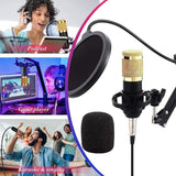 V10 Bm-800 Podcast Condenser Microphone Set With Live Sound Card (black)